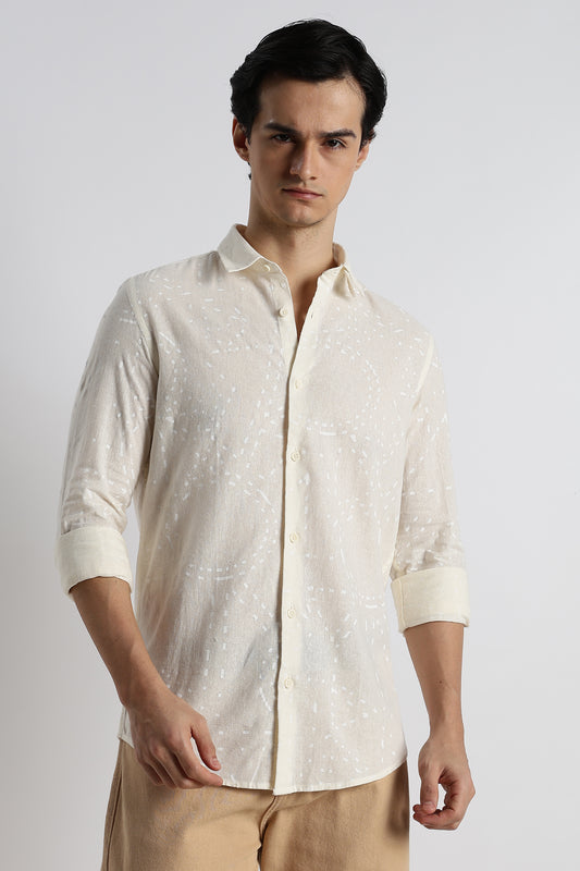 Abstract Geo-Print Shirt Off White