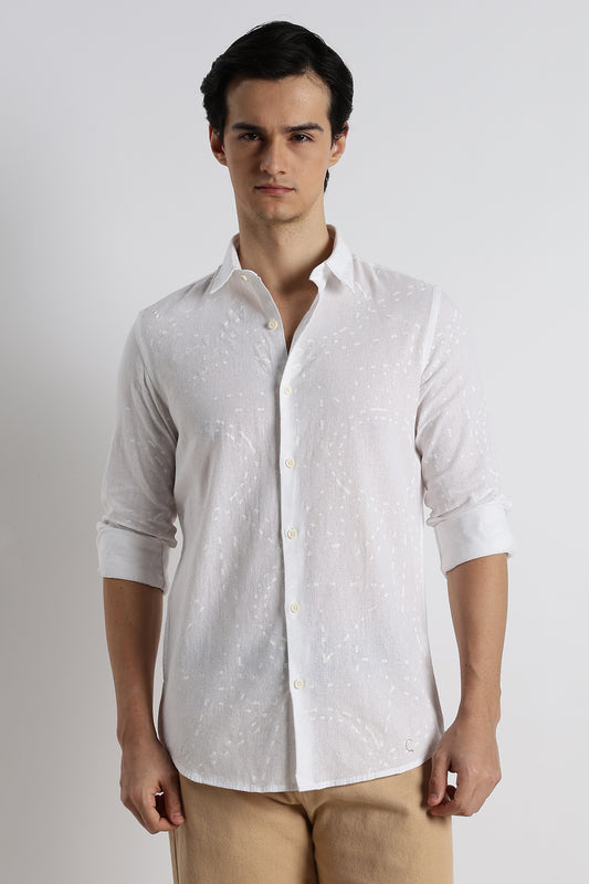 Abstract Geo-Print Shirt White