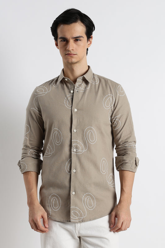 Dotted Swirl Printed Shirt Grey