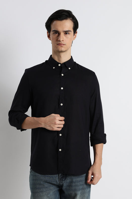Minimal Linen Shirt Navy