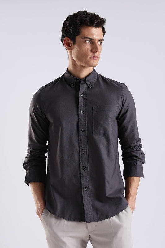 100% Cotton Oxford Solid Shirt Dk Grey