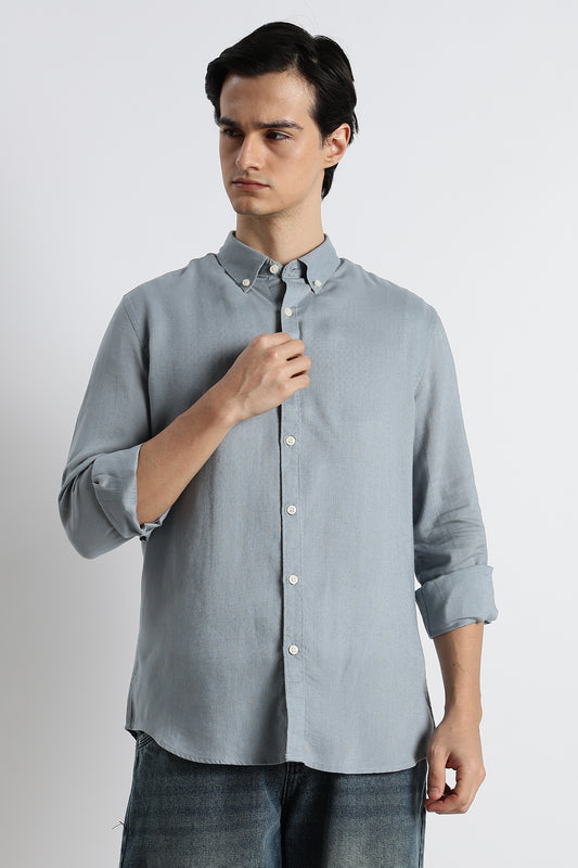 Minimal Linen Shirt Blue