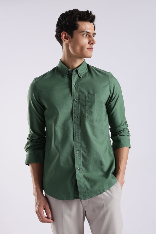 100% Cotton Oxford Solid Shirt Green
