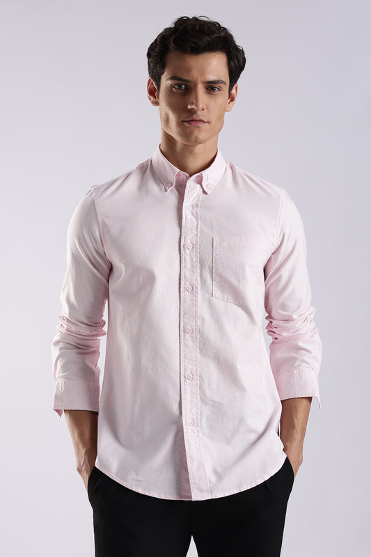 100% Cotton Oxford Solid Shirt Pink