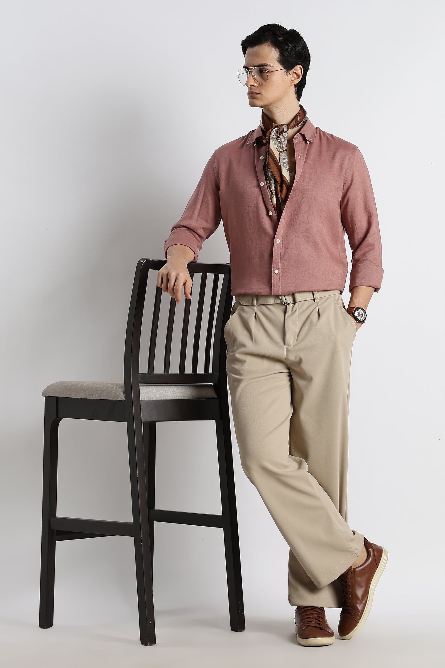 Minimal Cotton-Linen Shirt Pink