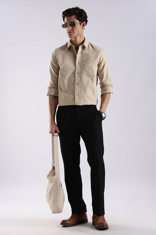 100% Cotton Oxford Solid Shirt Cream