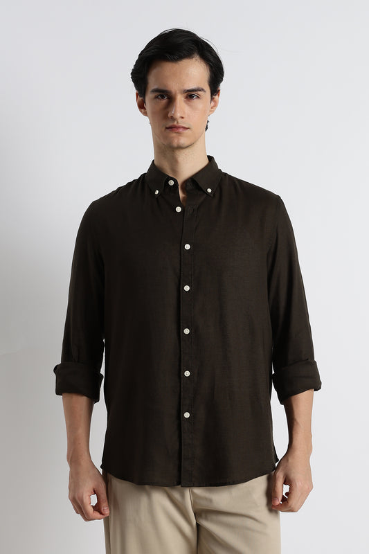Minimal Linen Shirt Olive