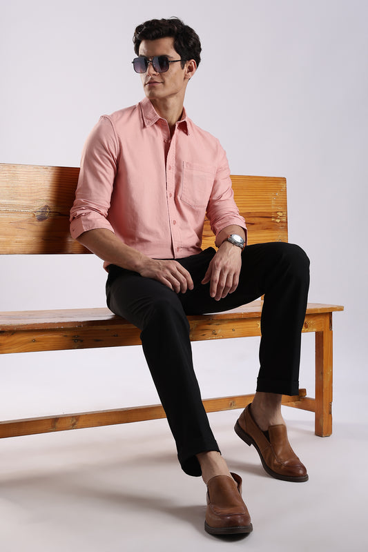 100% Cotton Oxford Solid Shirt Orange