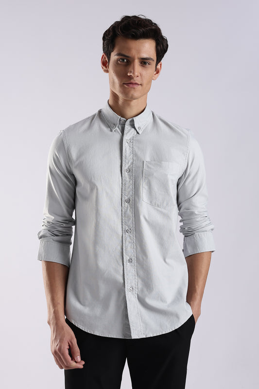 Cotton Oxford Solid Shirt Off White