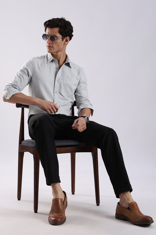 100% Cotton Oxford Solid Shirt Off White