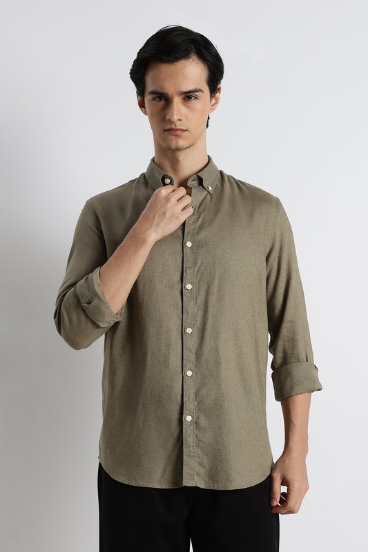 Minimal Linen Shirt Green