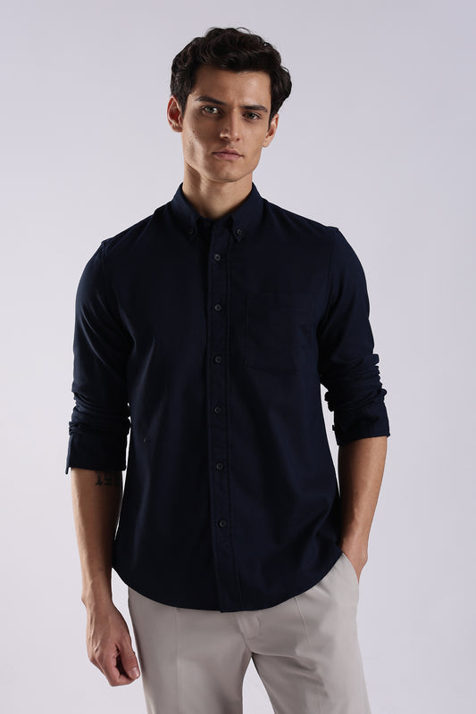 100% Cotton Oxford Solid Shirt Navy