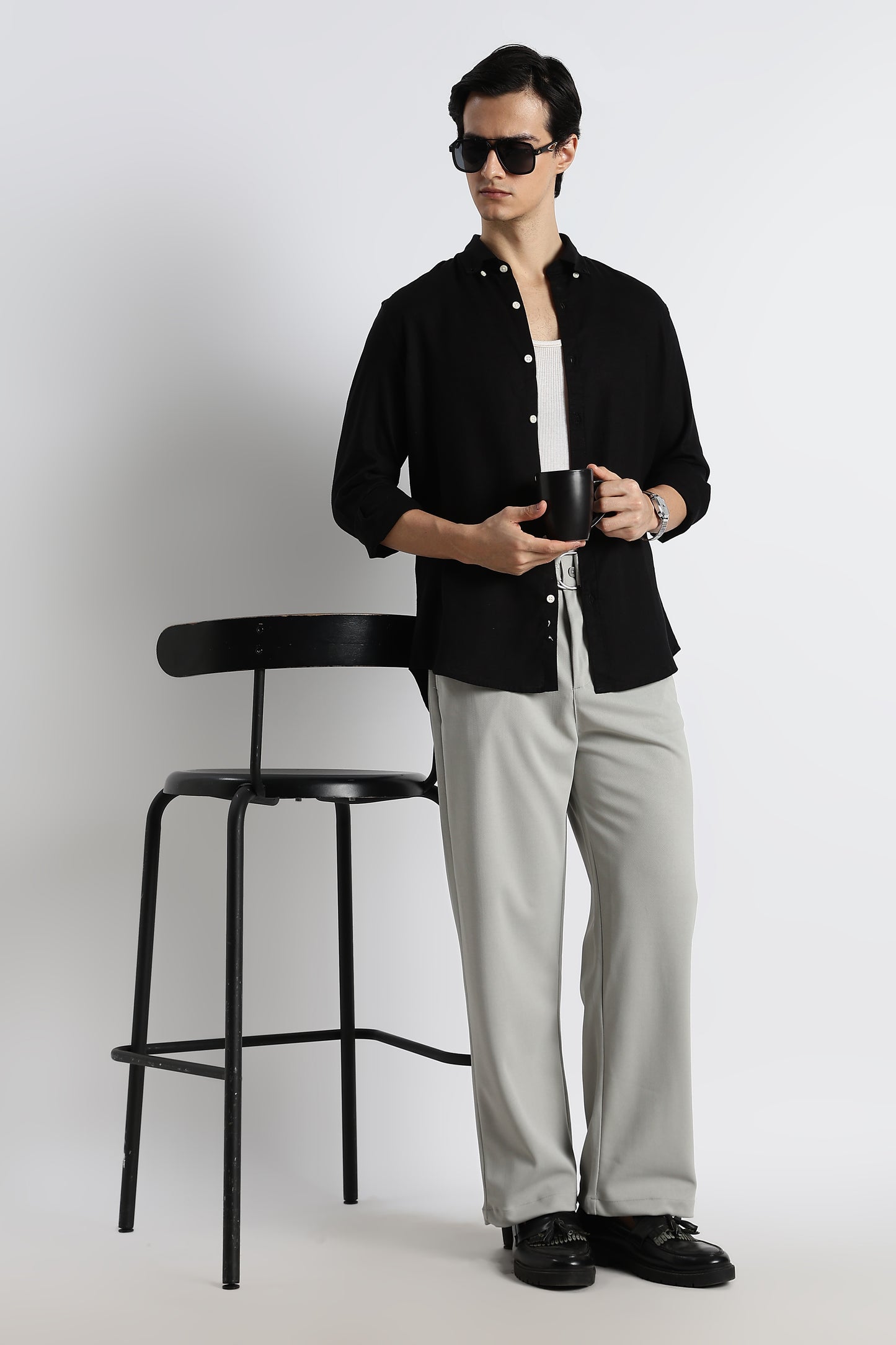 Relaxed Korean Fit Pants Lt Grey