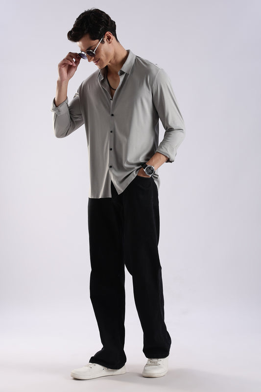 Knitted Tencel Stichless Finish Shirt Lt Grey