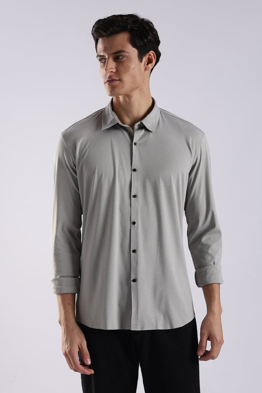 Knitted Tencel Stichless Finish Shirt Lt Grey