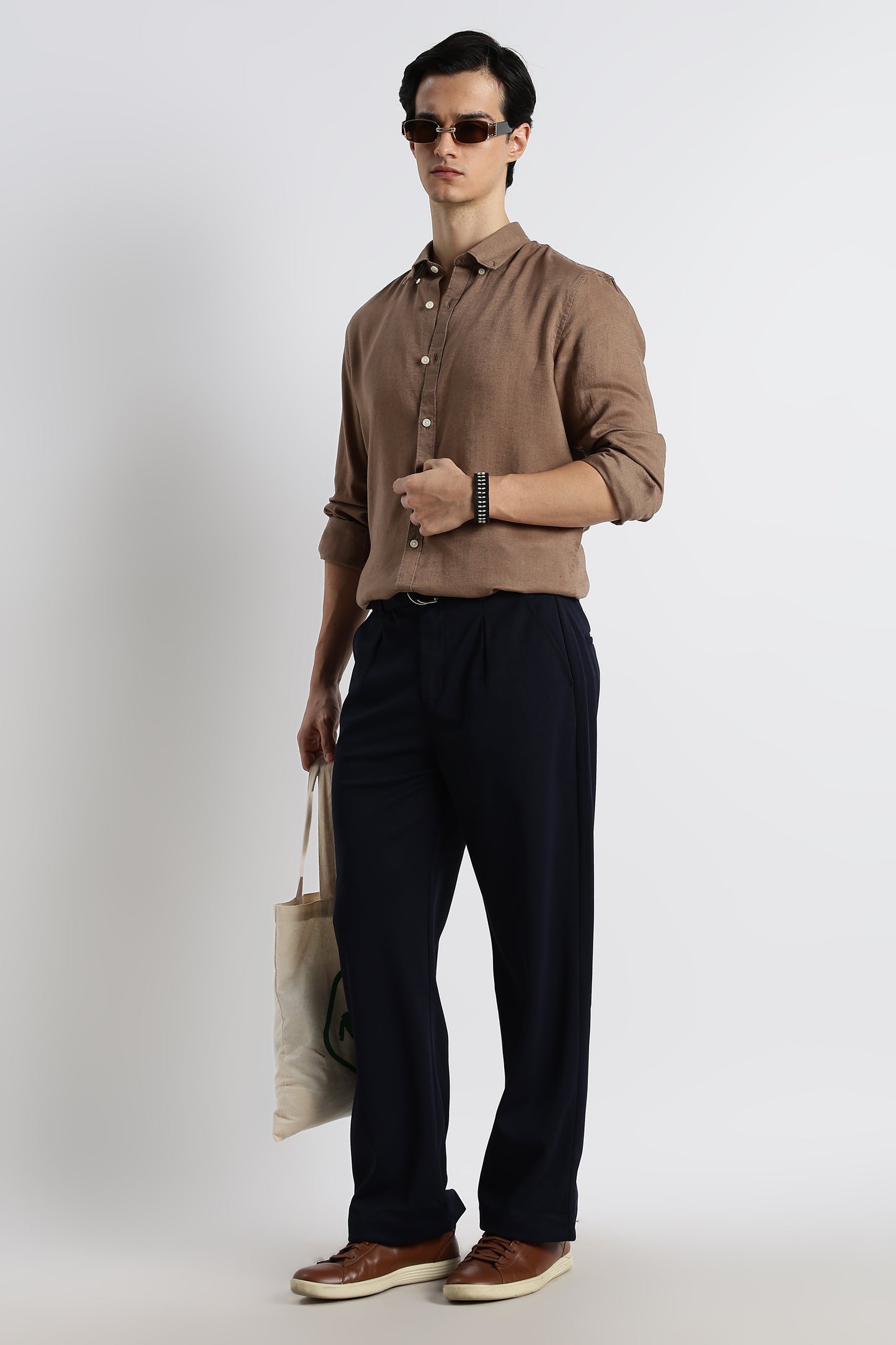 Minimal Cotton-Linen Shirt Lt Brown