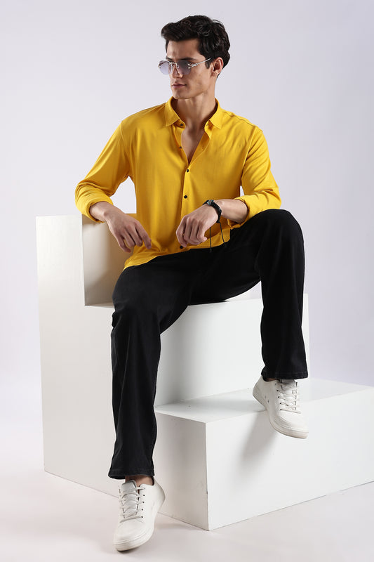 Knitted Tencel Stichless Finish Shirt Yellow