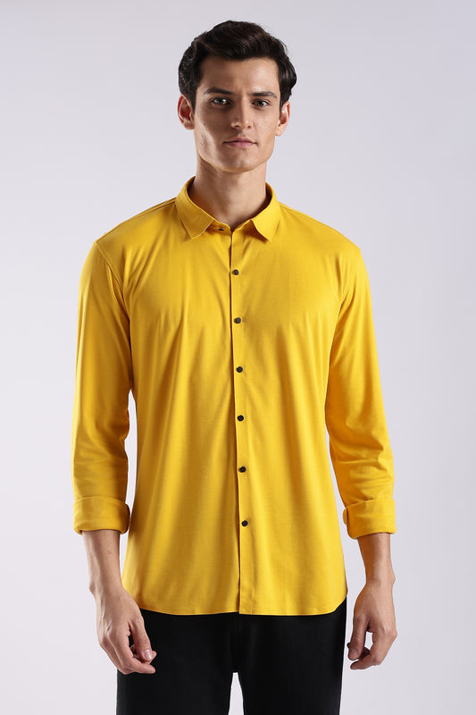 Knitted Tencel Stichless Finish Shirt Yellow