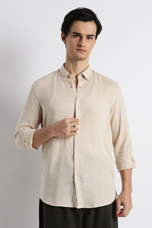 Minimal Linen Shirt Beige
