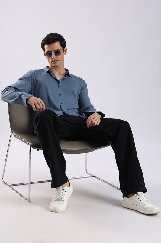 Knitted Tencel Stichless Finish Shirt Denim