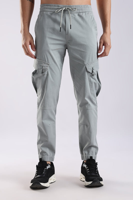 100% Cotton Slim Fit Cargo Pants Lt Blue