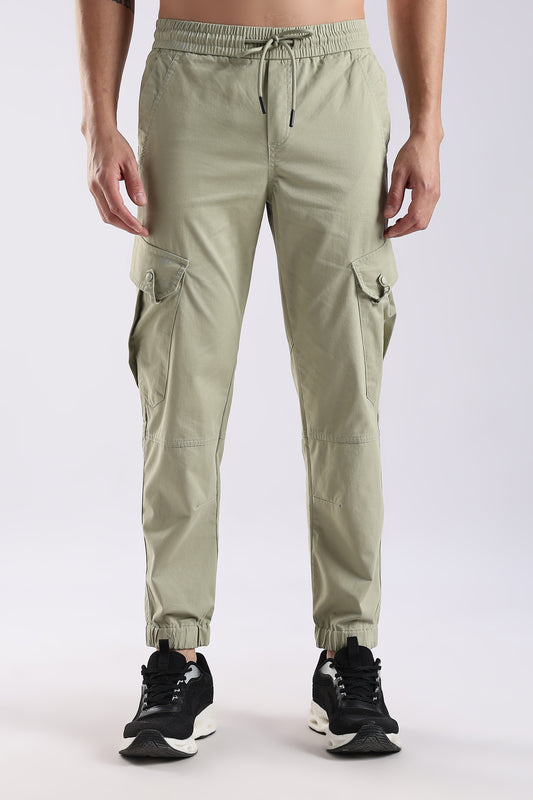 100% Cotton Slim Fit Cargo Pants P Green