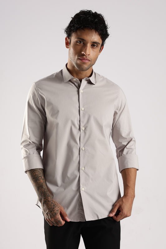100% Cotton Slim Fit Shirt Lt Grey