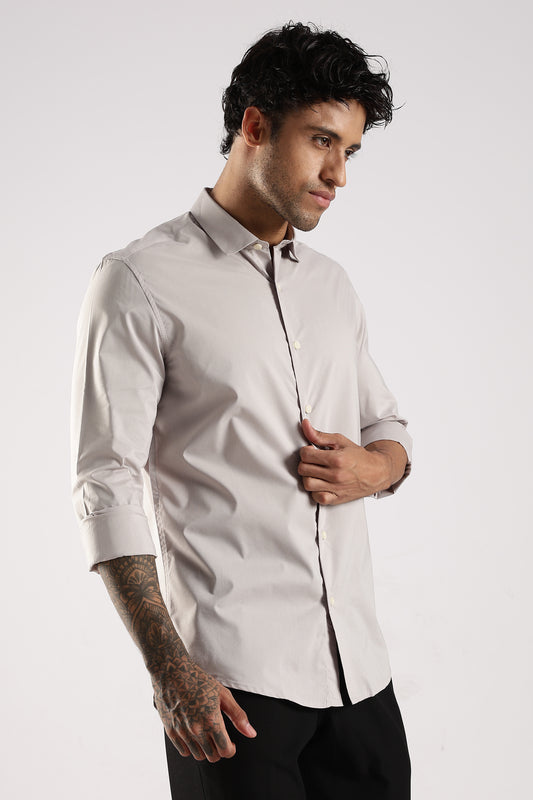 100% Cotton Slim Fit Shirt Lt Grey