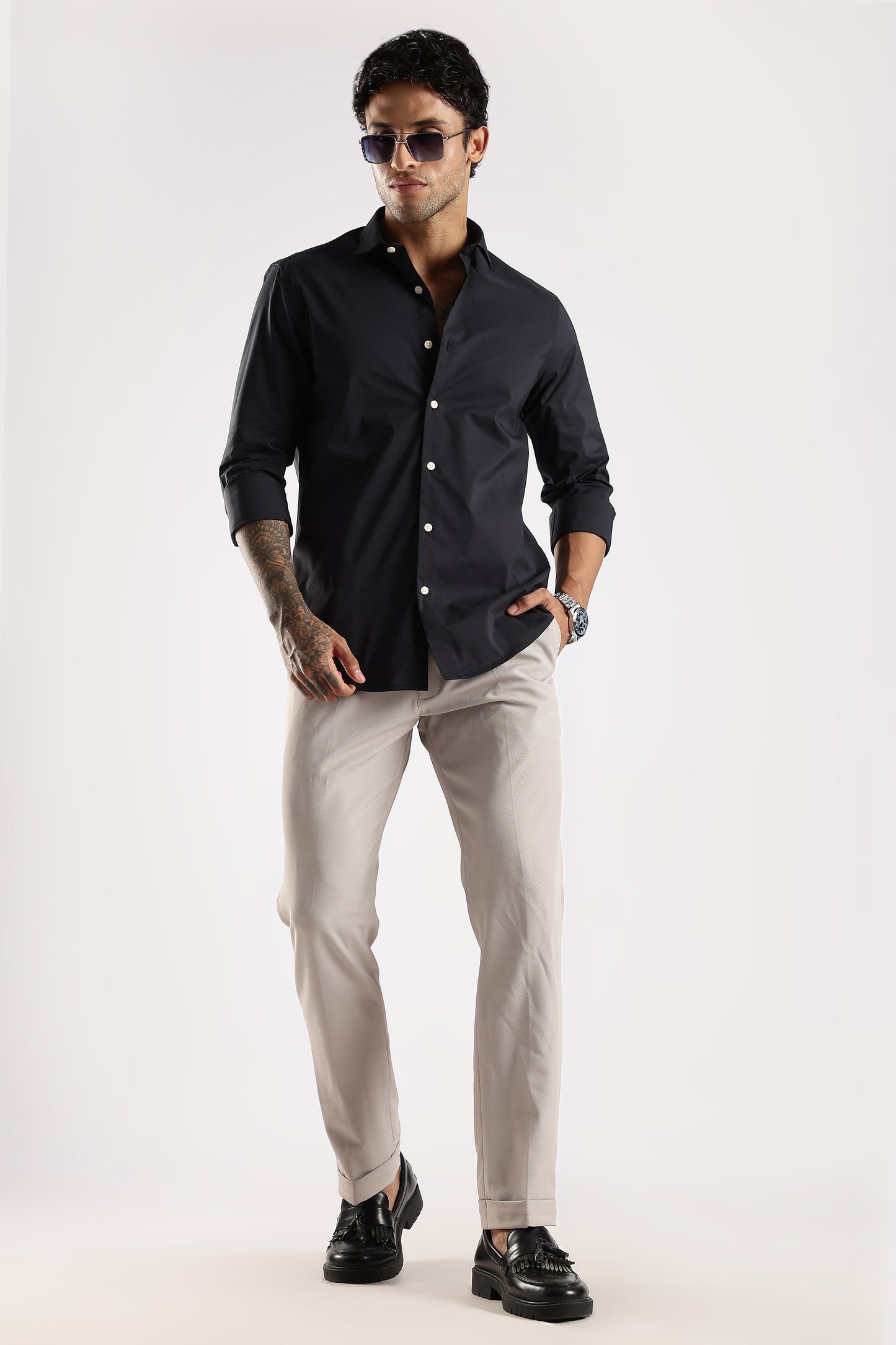 100% Cotton Slim Fit Shirt Navy