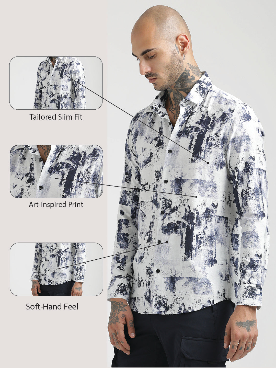 Nylon Digital Print Shirt Navy