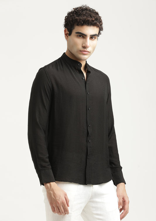 Textured Nylon Shirt Black