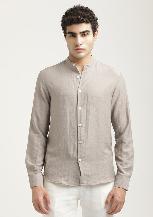 Mandarin Collar Nylon Shirt Grey