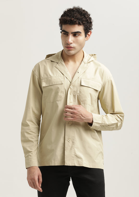 Double Pocket Drop Shoulder Shirt Cream