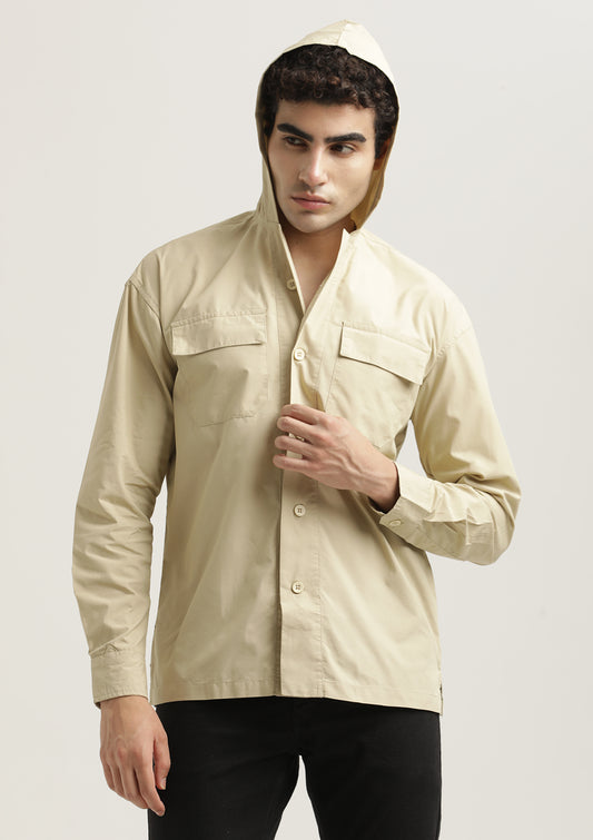 Double Pocket Drop Shoulder Shirt Cream