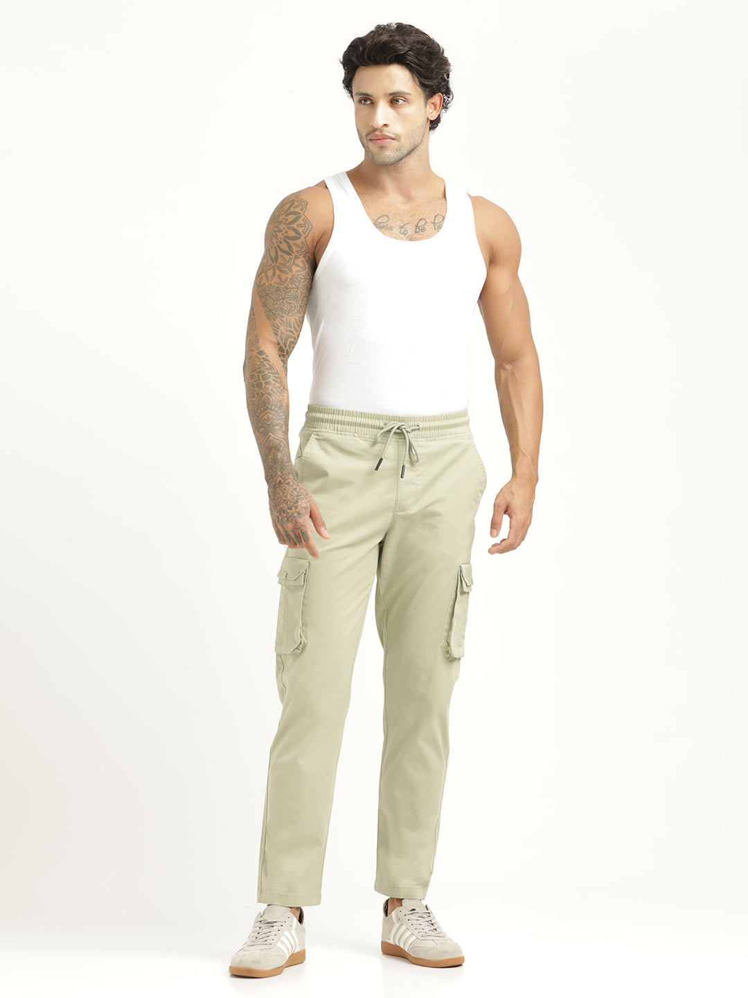 Cotton Cargo Trousers P Green