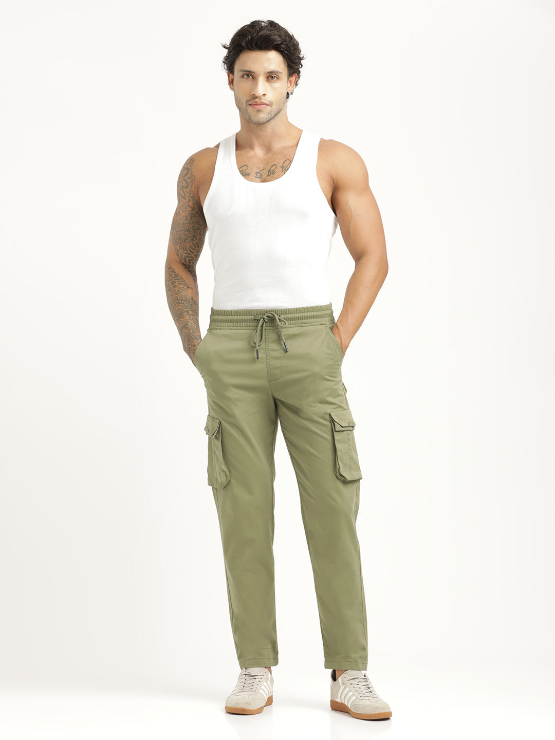 Cotton Cargo Trousers Green