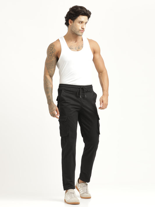 Cotton Cargo Trousers Black