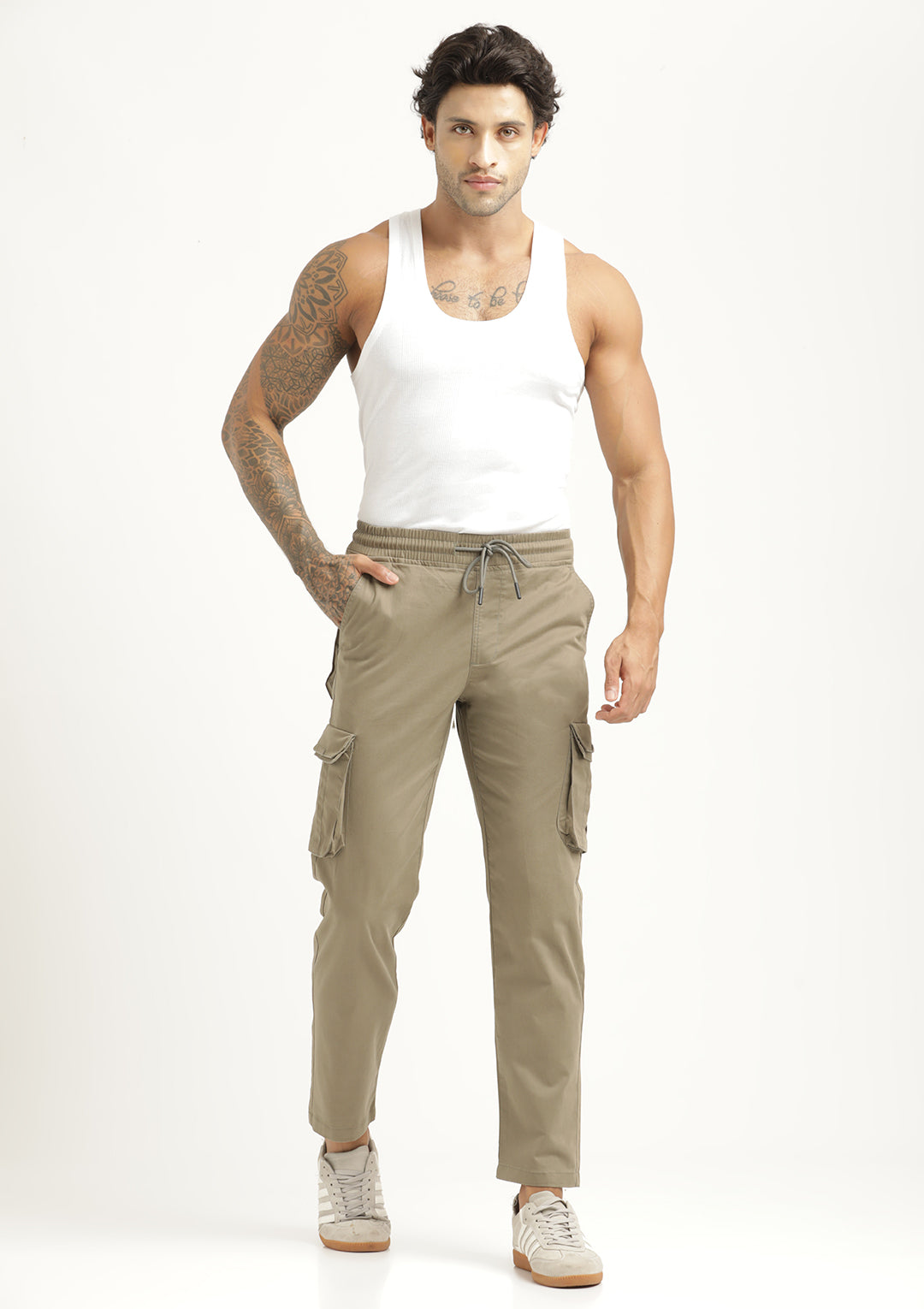 Cotton Cargo Trousers Olive