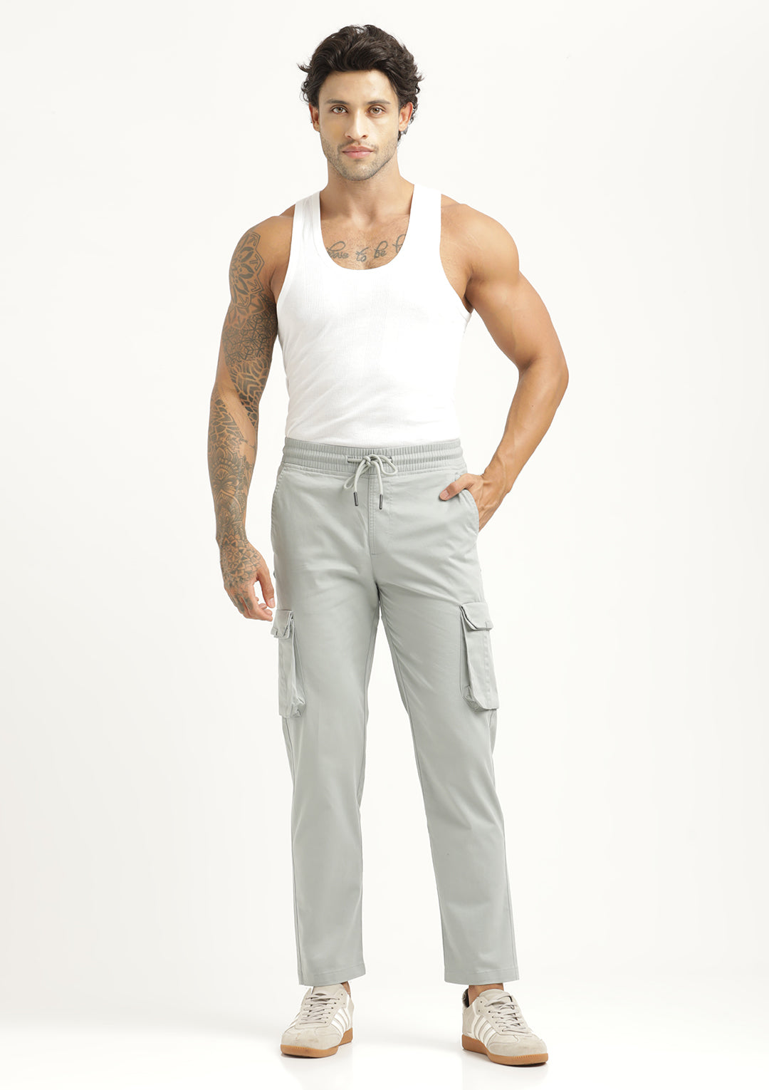 Cotton Cargo Trousers Lt Blue