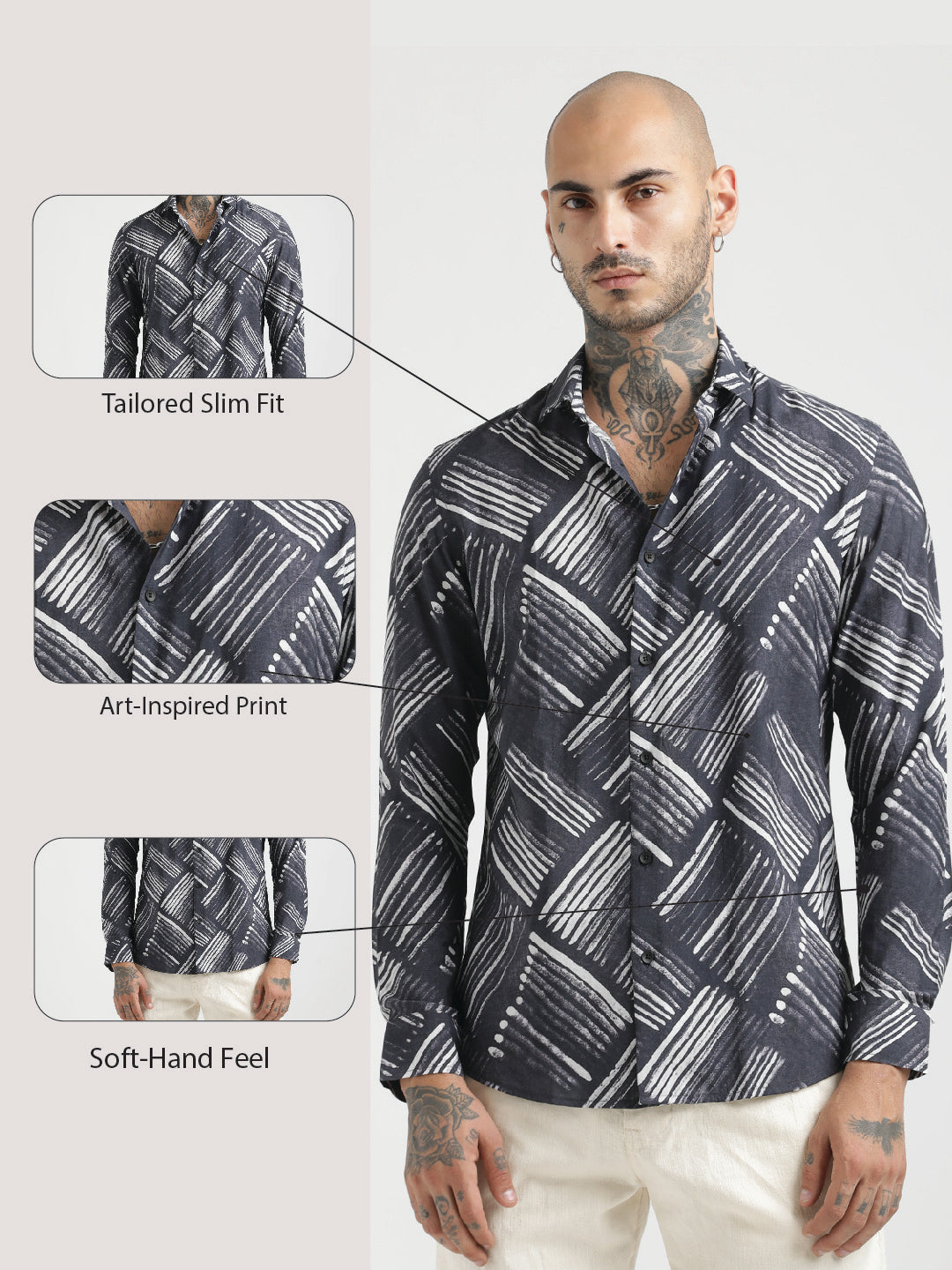 Nylon Digital Print Shirt Black