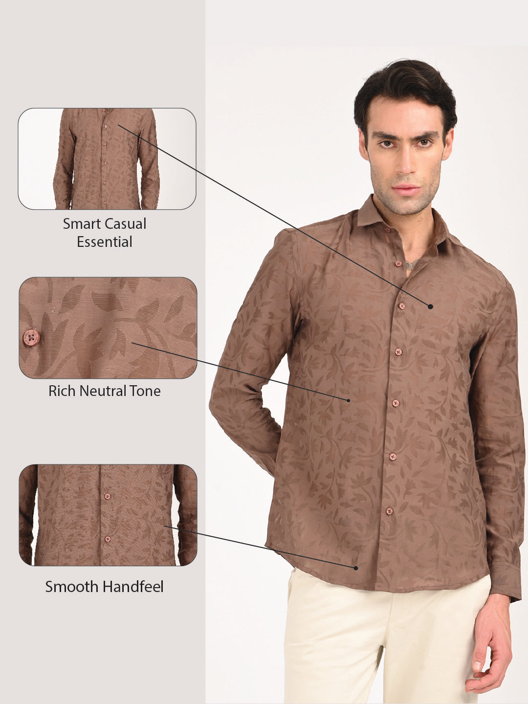 Slim Fit Nylon Burnout Shirt Brown