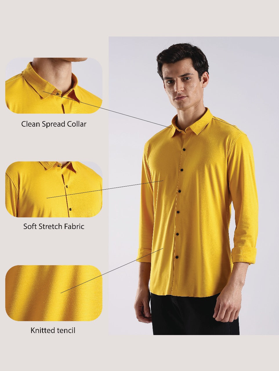Knitted Tencel Stichless Finish Shirt Yellow