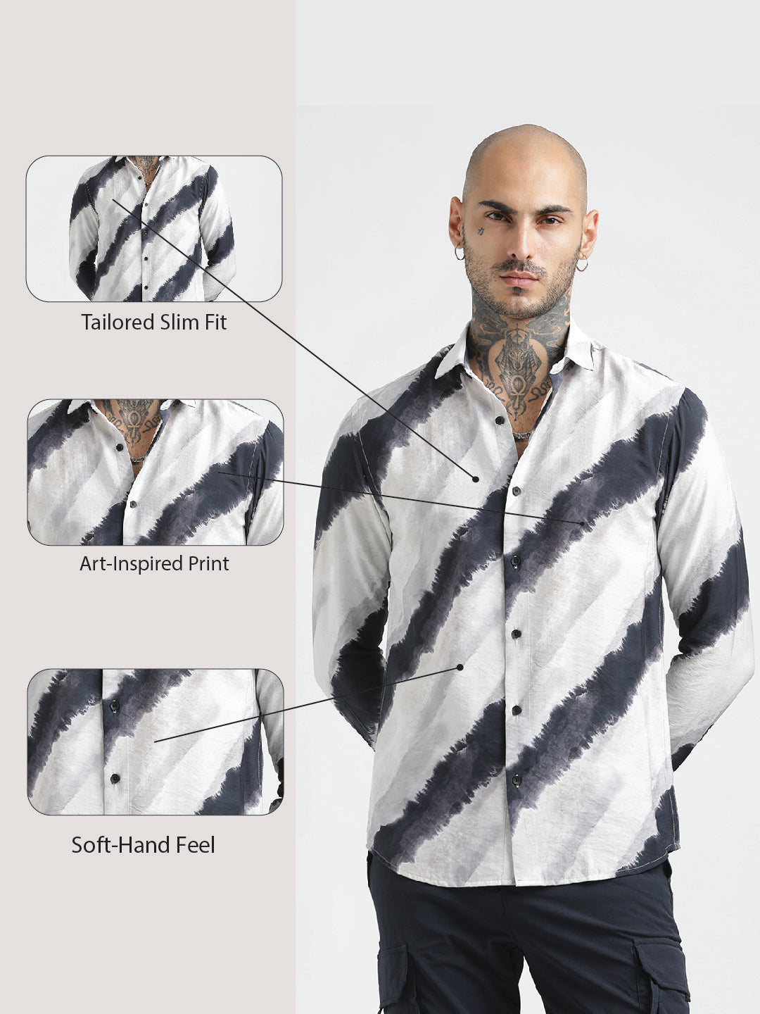 Nylon Digital Print Shirt White