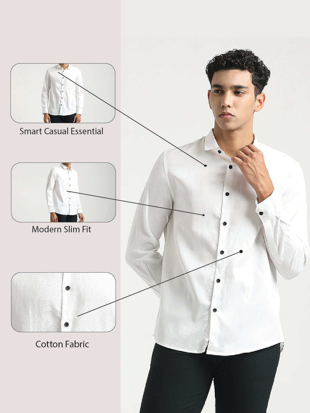 Textured Cotton Shirt with Dobby Weave White