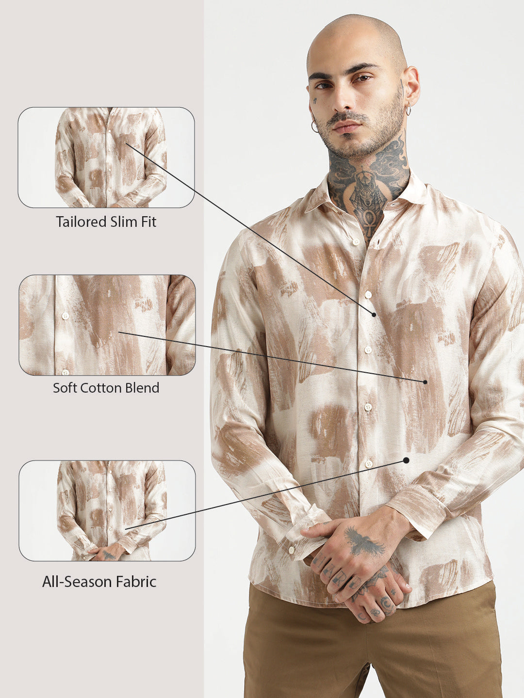 Slim Fit Nylon Shirt Cream