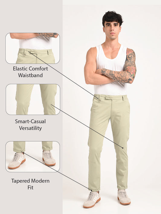 Stretch Trousers with Utility Pockets Lt green
