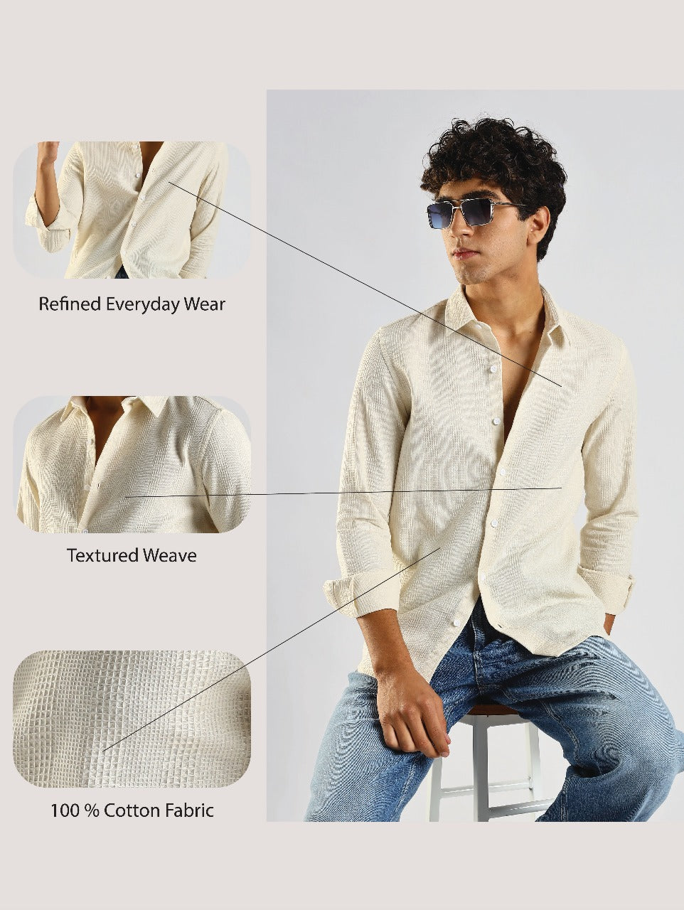 Textured Cotton Shirt Cream