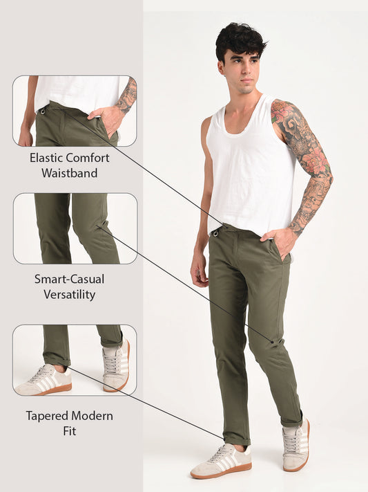 Stretch Trousers with Utility Pockets Green