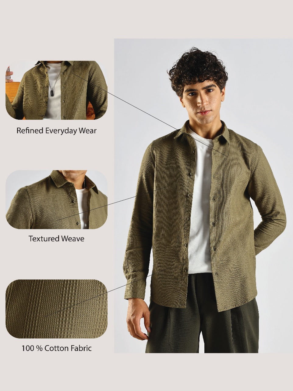 Textured Cotton Shirt Green