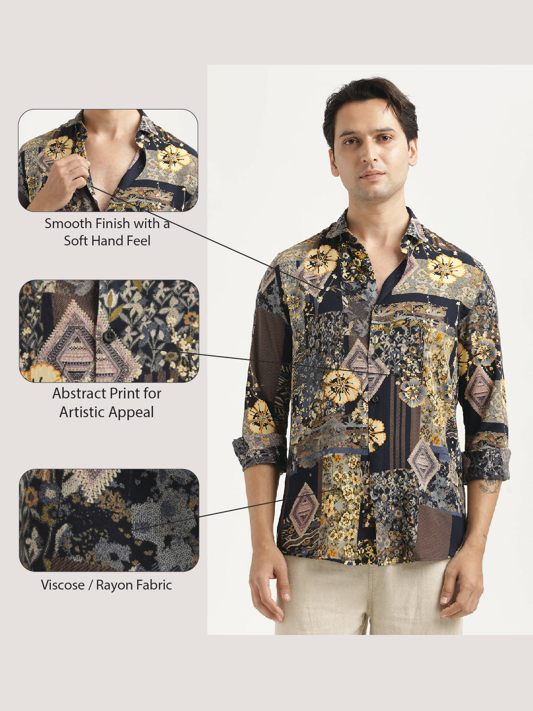 Printed Viscose Shirt Yellow